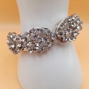 Clear Rhinestone Hinged Bracelet, Wedding Bracelet, 1960s Vintage Jewelry